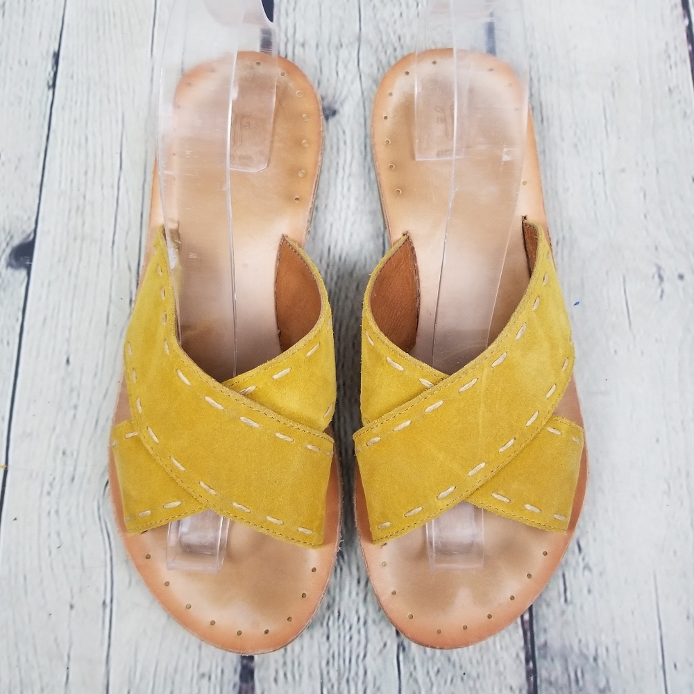 FRYE | Avery pickstitch leather slide sandal